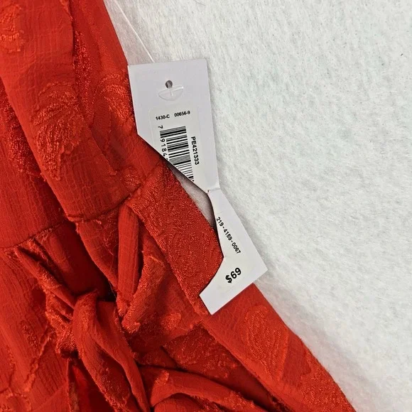 Premier Amour Women Floral Fit Flare Faux Wrap Red Dress Size 10 Bow V Neck Love - Picture 5 of 11